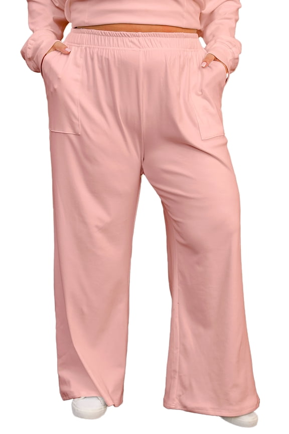 Plus Size Wide Leg Sweatpants Women High Waisted Baggy loung Pants Elastic Loose Casual Pants with Pockets