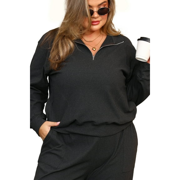 OHHSHEEN Plus Size Womens Sweatshirts Half Zip Cropped Pullover, Zipper Hoodies 2025 Fall Fashion Outfits Clothes