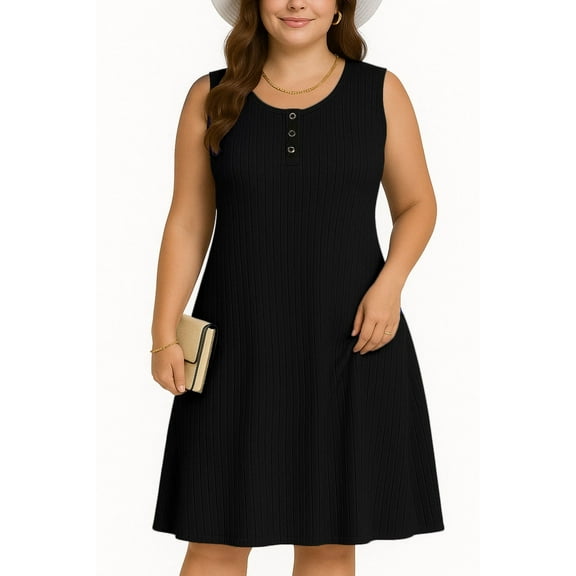 OHHSHEEN Sleeveless Summer Dress for Women – Ribbed Knit A-Line Mini Dress Knee Legnth, Casual Vacation Beach Dress for Women 2025