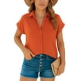 thumbnail image 1 of OHHSHEEN Women's Button Down Shirts – Short Sleeve V Neck Blouses for Women, Work Shirts Office Casual Tops, 1 of 6