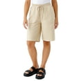 thumbnail image 1 of OHHSHEEN Women's Comfy Bermuda Shorts - Elastic Drawstring Waist, Utility Pockets, Summer Casual, 1 of 6