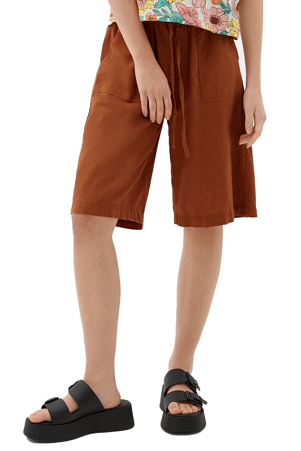 Women’s Linen Drawstring Bermuda Shorts with Pockets