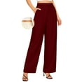 thumbnail image 1 of OHHSHEEN Women's Satin Pants, Wide Leg Pants Woman, Elastic High Waist Pants for Women Work, Casual Party Trousers, 1 of 5