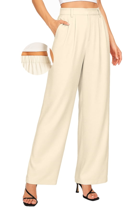 Women's Satin Pants, Wide Leg Pants Woman, Elastic High Waist Pants for Women Work, Casual Party Trousers