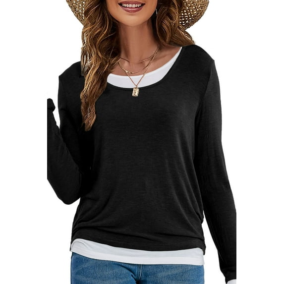 OHHSHEEN Womens Long Sleeve Shirts, Casual Crewneck Tunic Tops for Womens Fall, Basic Tees for Women Loose Fit