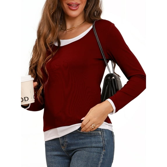 OHHSHEEN Womens Long Sleeve Shirts Casual Trendy Crewneck Tunic Tops for Womens Fall, Basic Tees for Women Loose Fit