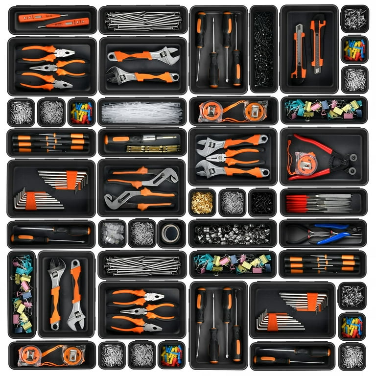 OHHSUN 32pcs Tool Box Organizer Tray Dividers Set, Toolbox Organizer, Desk  Drawer Organizer, Rolling Tool Chest Cart Cabinet Workbench for Parts,  Screws, Nuts, Screwdrivers, pliers,Tools Organization 