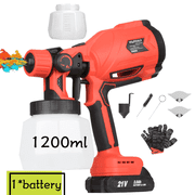 Paint Sprayer - HVLP Cordless Paint Sprayer 1200ml Container Spray Paint with Brass Nozzles for Home Interior & Exterior, Furniture, Fence, Walls, Walls, Door, Garden Chairs, Easy to Clean up