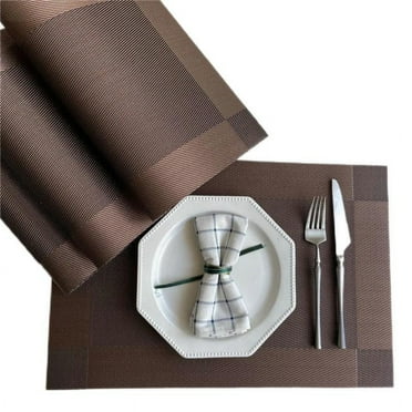 OHHSUN Placemats, Set of 6 placemats Washable Heat Resistant Non-Slip Heatproof PVC Weave Table Mats, 18"X12" for Kitchen Dining Party Holiday Indoor Outdoor, Coffee