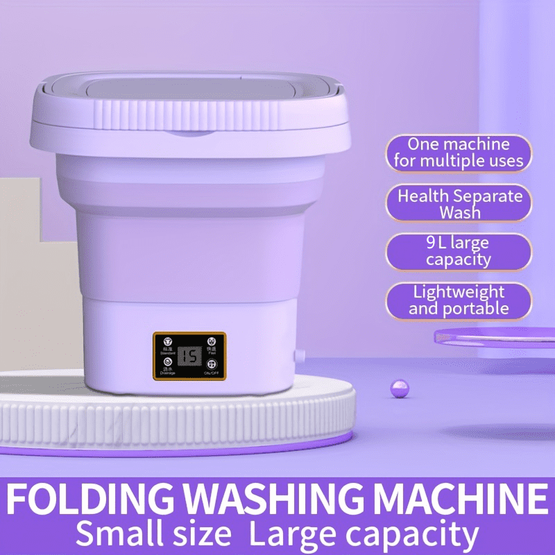OHHSUN Portable washing machine, Mini Washer 9L High Capacity foldable