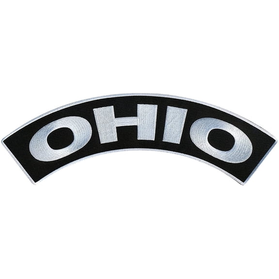 OHIO TOP ROCKER, PATCH - US States OHIO High Thread Iron-On Heat Sealed Backing Sew-On Biker's Large Patch - 12â x 3â