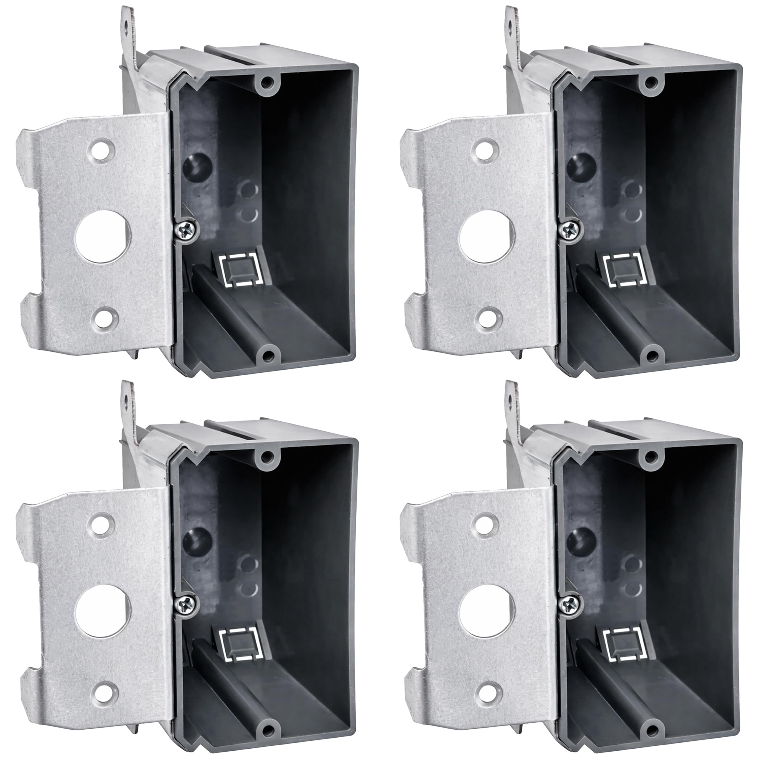 OHLECTRIC 1-Gang Old Work Electrical Outlet Box (4-Pack) 21 Cu in. PVC Junction Box w/Mounting Tab Brackets, Switches GFCI & Duplex Receptacles, Heavy-Duty Non-Metallic, Fire Rated Wall Box ETL