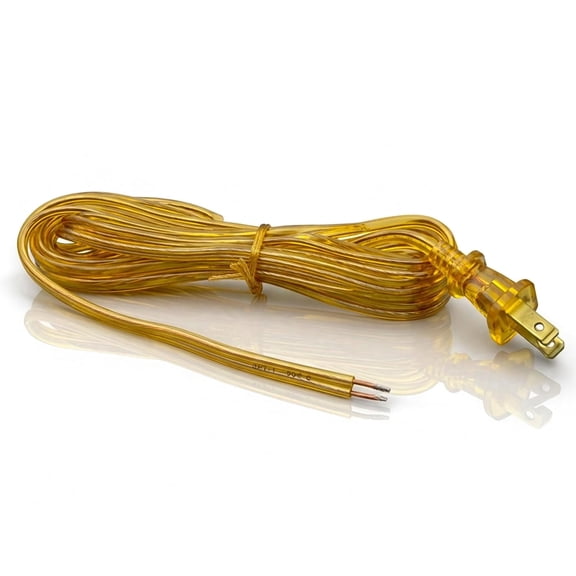 OHLECTRIC 15 ft Polarized 2-Prong Plug, SPT-1 Insulated Wire, Stripped Ends, Heat Resistant up to 105 degrees, CSA Approved, Gold, OL-40410