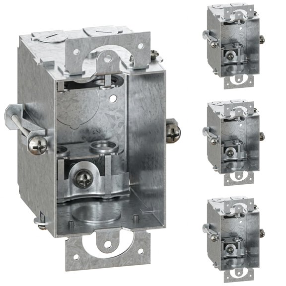 OHLECTRIC 2-1/2" Deep Gangable Switch Box (4 Pack) with BX/MC Cable Clamp – Galvanized Steel – 1/2” & 3/4” Knockouts – Ideal for Residential & Commercial Use