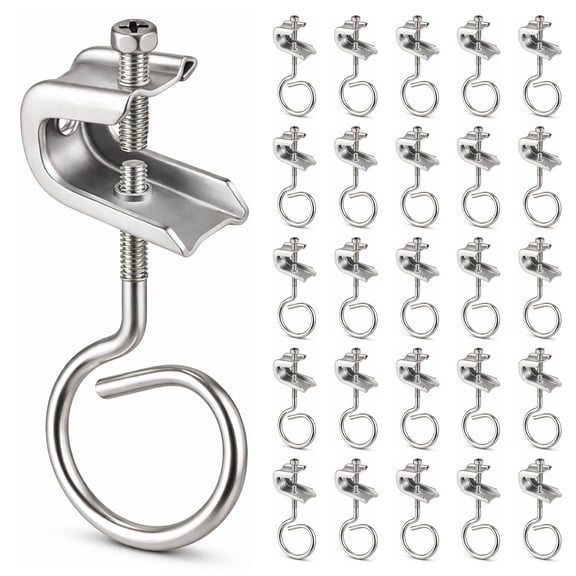 OHLECTRIC 2-inch Steel Bridle Ring with Beam Clamp for Cable Support, Machine Threaded, 75 lb Load Capacity, 25-Pack, Zinc-Plated Finish
