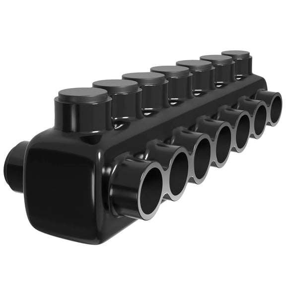 Ohlectric 2-Pack Black Insulated Dual Side Entry Aluminum Wire Connector, 7-Port, 250-6 AWG Range, CU9AL Compatible, Oxide Inhibitor Filled