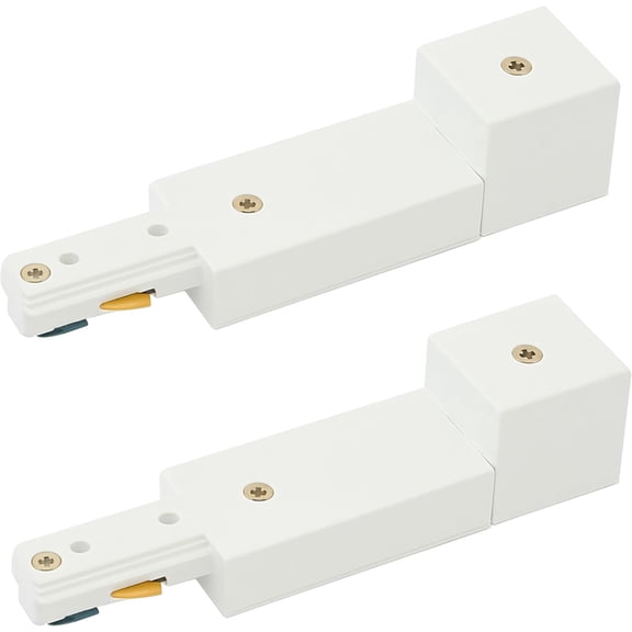 OHLECTRIC 2 Pack  H-Type Conduit Live End Connector, White  Single Circuit Track Lighting Power Fitter  3-Wire H Track System  cETLus Listed