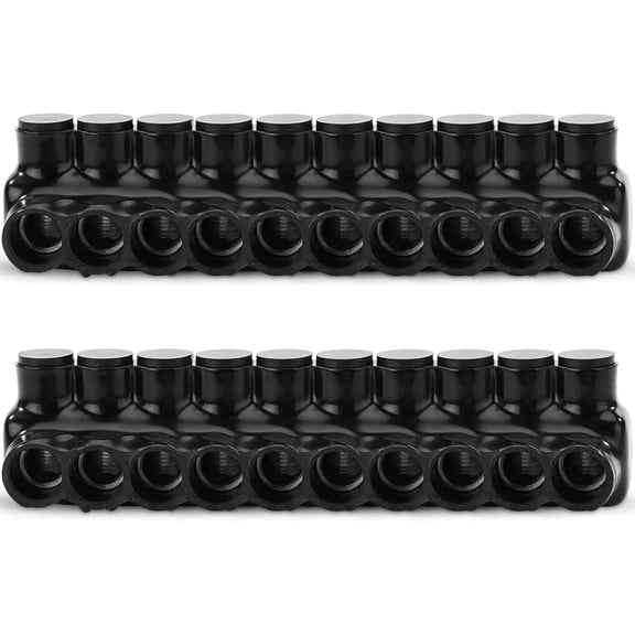 OHLECTRIC 2-Pack Insulated Electrical Connector for 250-6 AWG Conductors, 10-Port Dual-Side Entry, 5/16 in Hex Screw, Oxide Inhibitor
