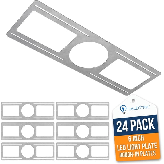 OHLECTRIC 24 Pack New Construction Mounting Plate for 6 Inch LED Downlight Slim Steel Rough in Plate/Bracket Made of Galvanized Steel Recessed LED Light Plate -Slim Light Kit Bracket