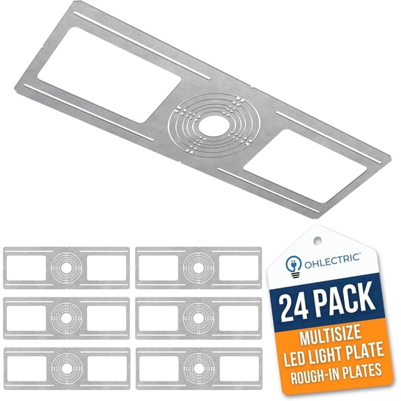 OHLECTRIC 24-Pack New Construction Recessed Light Mounting Plates, Adjustable Steel Rough-In Brackets for 2 in. to 6 in. LED Wafer Lights