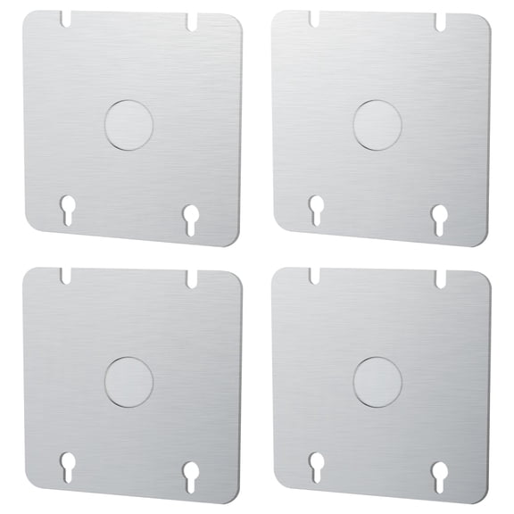 OHLECTRIC 4-11/16" Square Box Cover Blank with 1/2” Knockout, Fire Rated | Ideal for Steel Junction and Device Box Covers for Wiring Connection Protection and Wiring Devices (4-Pack)