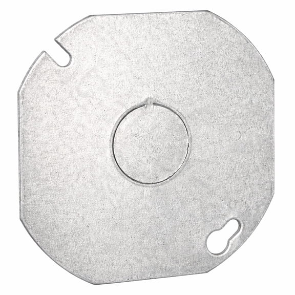 OHLECTRIC 4-Inch Round Steel Octagon Box Cover with 1/2” Knockout - Fire Rated | Ideal for Steel Junction and Device Box Covers for Wiring Connection Protection and Wiring Devices