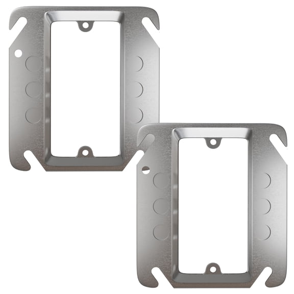 OHLECTRIC 4-Inch Square Single Gang Device Rings 4S Plaster Ring – Made from Galvanized steel, ¼" Raised Mud Ring Electrical Outlet OL-78955-2 (Pack of 2)