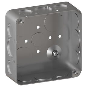 OHLECTRIC 4" Square Drawn Electrical Box 1-1/2" Deep with BX/MC Clamp  Galvanized Steel  Supports Fixtures Up to 50 lbs  Ideal for Switches, Outlets, and Lighting Fixtures