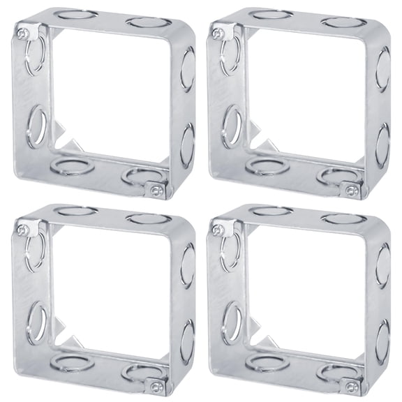 OHLECTRIC 4" Square Steel Work Box Extension Rings 2-1/8" Deep with Eight 1/2" & 3/4 Knockouts, Fire Rated| Ideal for Wiring Connections, Housing Receptacle & Switches (4-Pack)