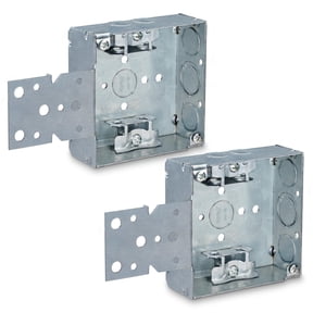 OHLECTRIC 4" Square Welded 1-1/2" deep 1/2" & 3/4" Eccentric KO with MC clamp & S Bracket – Made of Galvanized Steel, Welded Junction Boxes are Installed in Walls or Ceilings (Pack of 2)