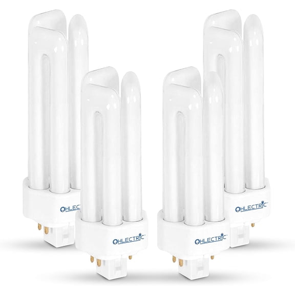 OHLECTRIC Smart Compact Fluorescent Light Bulb, 42W, 4-Pin Amalgam CFL, 4100K Cool White, Long-Life Energy-Saving, Pack of 4
