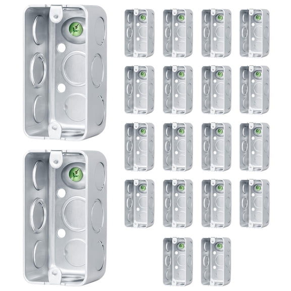OHLECTRIC 4x2 Electrical Junction Boxes (20-Pack) 4 Inch x 2 Inch Heavy-Duty Steel Metal Outlet Boxes, 1/2" & 3/4" Knockouts, 1-7/8 Inch Deep, 13 Cu in. Galvanized Electrical Box, Industrial Grade