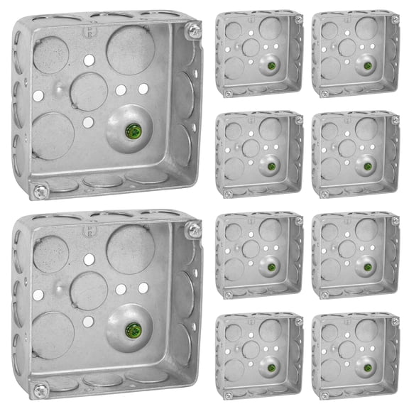 OHLECTRIC 4x4 Electrical Junction Boxes (10-Pack) 1-1/2" Deep 21 Cu.in. Heavy-Duty 4 Inch Metal Outlet Boxes, Steel Electrical Box for Dual Duplex Receptacles, Industrial Grade Square Electrical Box