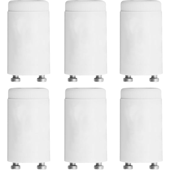 OHLECTRIC FS-2 Fluorescent Lamp Starter, 6-Pack, Flicker-Free, RoHS Compliant, White, Fits 14W, 15W & 20W Fluorescent Lamps
