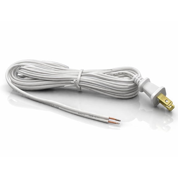 OHLECTRIC Polarized 2-Prong Plug Cord, SPT-1 Insulated Wire with Stripped Ends, Heat Resistant to 105 Degrees, CSA Approved, 8 ft, White, OL-40380