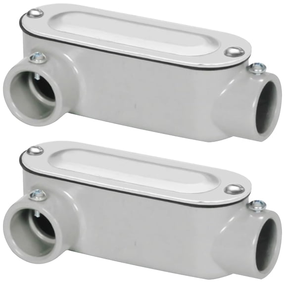 OHLECTRIC Heavy Duty Aluminum EMT Set Screw Conduit Body (LR-Type - 1) Service Entrance Elbow Conduit Bodies, Durable Conduit Fitting, Rustproof, Cover & Gasket Included Conduit Body Fitting (2-Pk)
