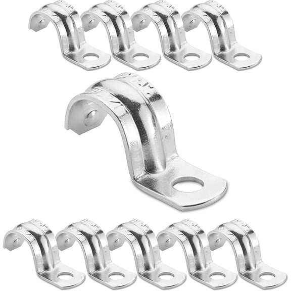 OHLECTRIC Heavy Duty EMT Conduit Pipe Strap, 2 inch, 10 Pack, Zinc-Plated Steel, 1-Hole Reinforced Rib Clamp for EMT Conduits