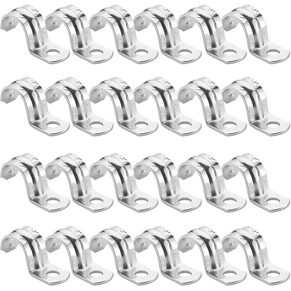 OHLECTRIC Heavy Duty EMT Conduit Pipe Straps, 1-1/4 inch, Zinc-Plated Steel, 1-Hole Reinforced Clamp, Snap-on Installation, 25 Pack
