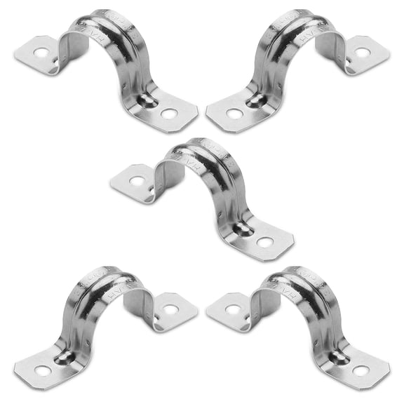OHLECTRIC Heavy Duty Pipe Strap (5 Pack - 2 Inch) Zinc Plated Steel Conduit Clamps, 2 Hole Steel EMT Pipe Strap U Bracket, Zinc Coated Tension Tube Clip, Metal Pipe Clamp for EMT Conduits
