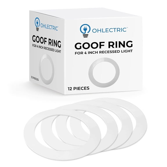 OHLECTRIC Heavy-Duty Metal Goof Rings for 4" Inch Recessed Lights (12-Pack) Can Light Trim Ring Cover for Ceiling & Wall Installations, Covers Ceiling Damage, Oversized Cutouts - ID 4.25" / OD 5.75"