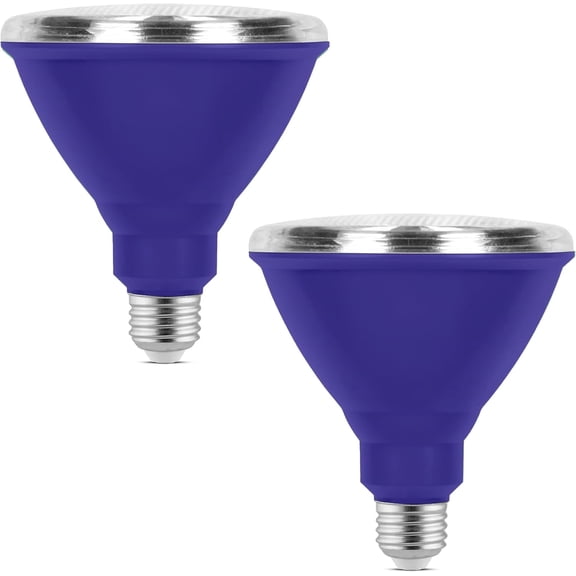 Ohlectric PAR38 Blue LED Flood Light Bulb, 15W Weatherproof Outdoor Flood Lamp, E26 Medium Base, 120V, Holiday & Party Lighting, Pack of 2
