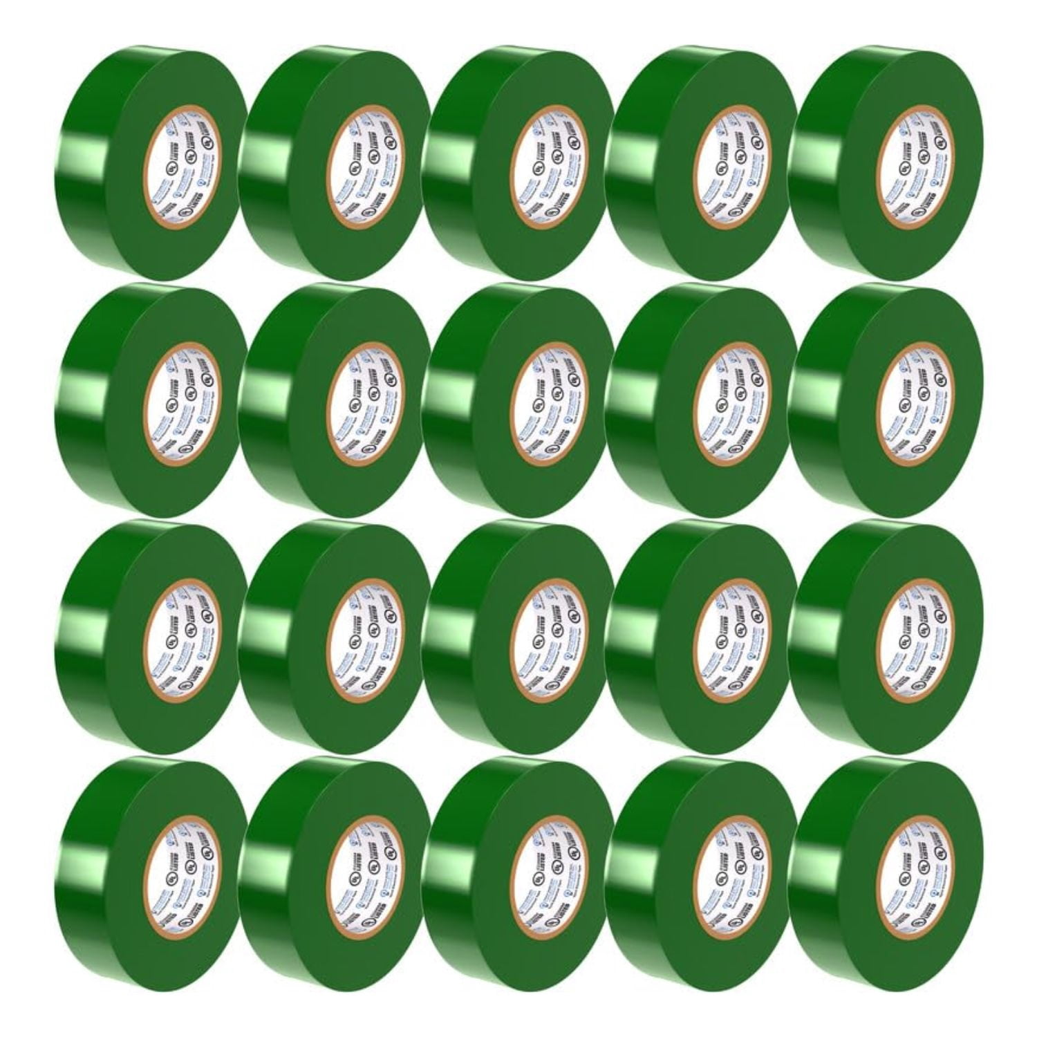OHLECTRIC Professional Grade Vinyl Electrical Tape (20 Pack) Green - 7 Mil Thick Flame-Retardant, Heat & Weather Resistant 3/4 Inch x 60 Feet | Ideal for Contractors & Electricians
