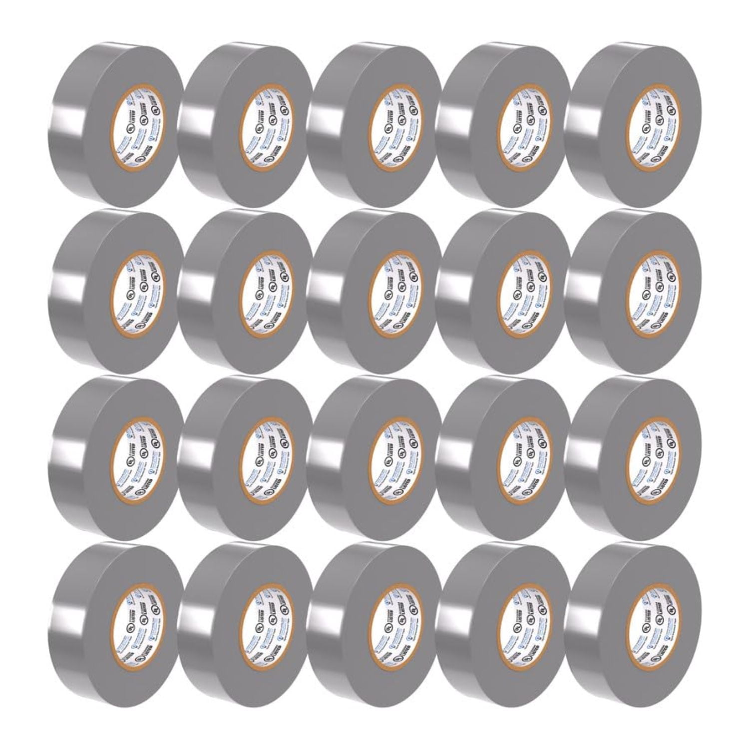 OHLECTRIC Professional Grade Vinyl Electrical Tape (20 Pack) Grey - 7 Mil Thick Flame-Retardant, Heat & Weather Resistant 3/4 Inch x 60 Feet | Ideal for Contractors & Electricians