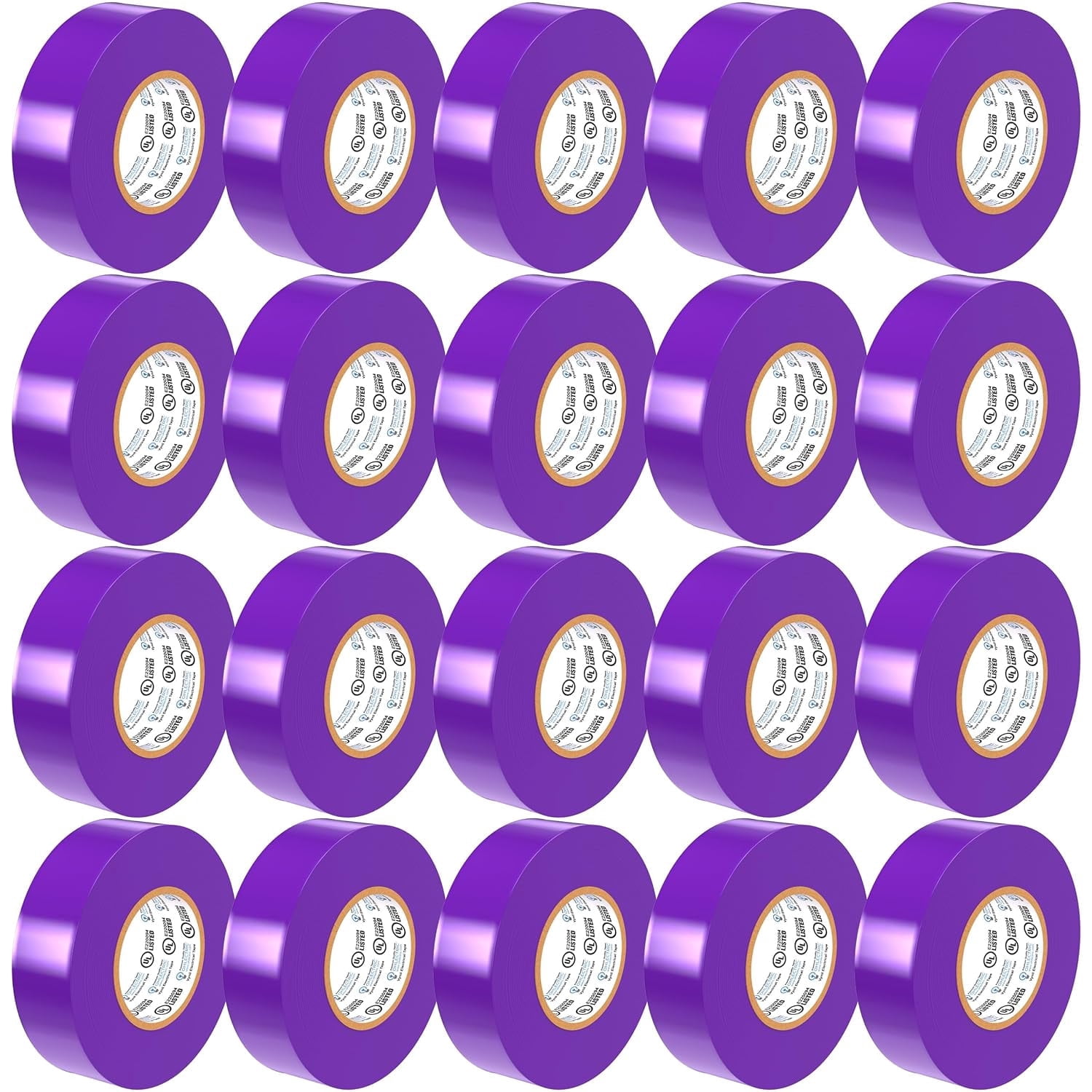 OHLECTRIC Professional Grade Vinyl Electrical Tape (20 Pack) Purple - 7 Mil Thick Flame-Retardant, Heat & Weather Resistant 3/4 Inch x 60 Feet | Ideal for Contractors & Electricians