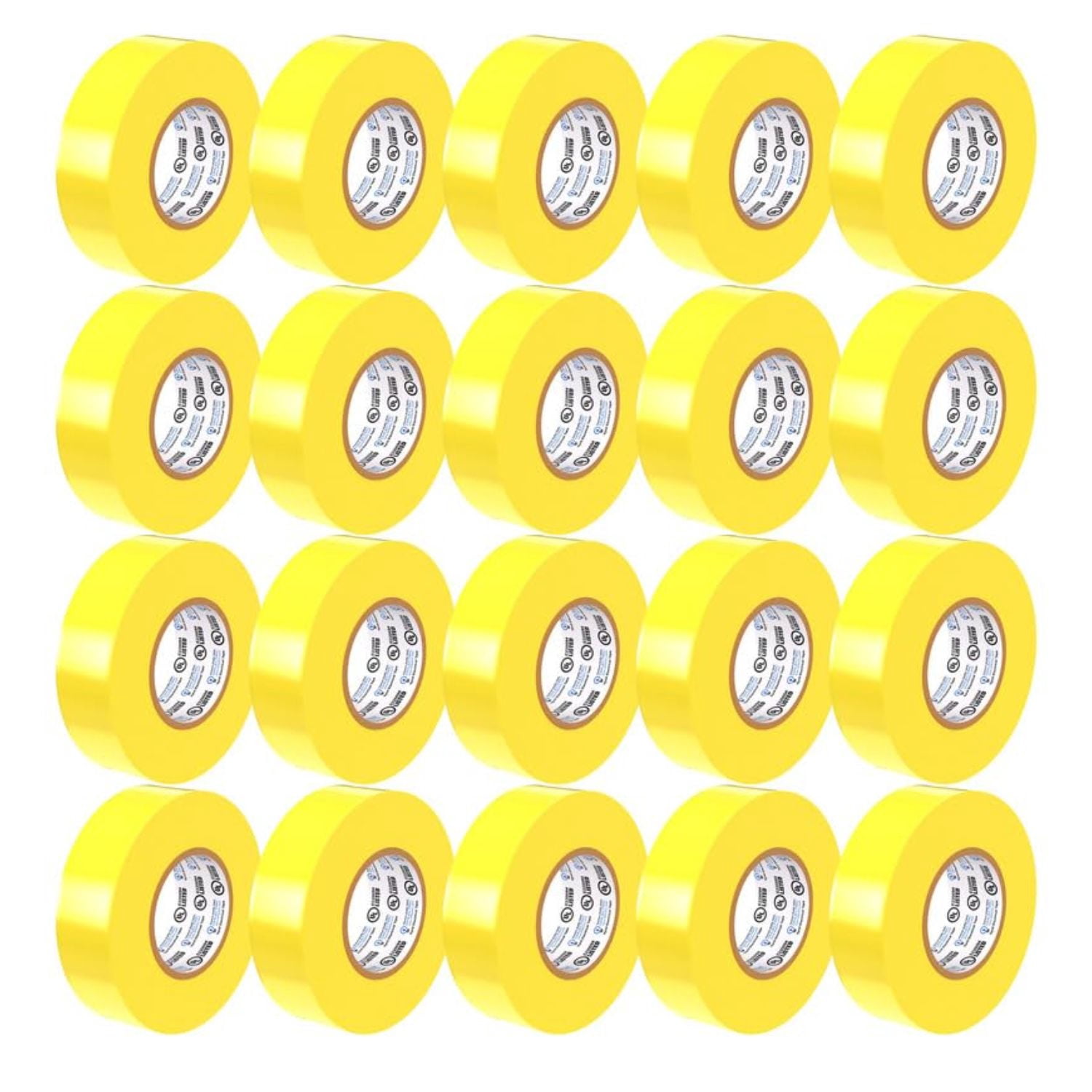 OHLECTRIC Professional Grade Vinyl Electrical Tape (20 Pack) Yellow - 7 Mil Thick Flame-Retardant, Heat & Weather Resistant 3/4 Inch x 60 Feet | Ideal for Contractors & Electricians