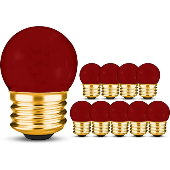 OHLECTRIC S11 Indicator Incandescent Night Light Bulbs - 7.5W - 130V - E26 Medium Base - 40L - 2500 Average Hours - Ceramic Red - Pack of 10; OL-45613