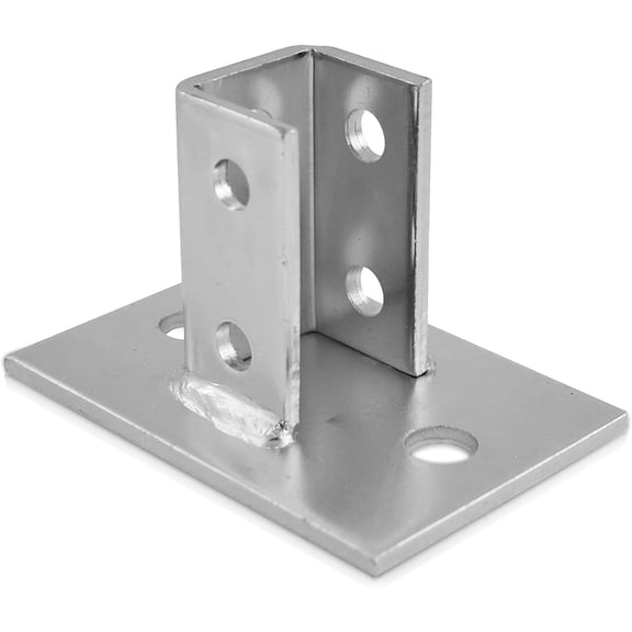 OHLECTRIC Strut Post Base Single Channel 1-5/8 in Side Orientation, 4 x 6 inch, 2 Mounting Holes, Galvanized Zinc-Plated Steel