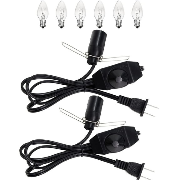 OHLGT 2-Packs Salt Lamp Cord Replacement and 6 Packs 15 Watt Salt Lamp Bulbs