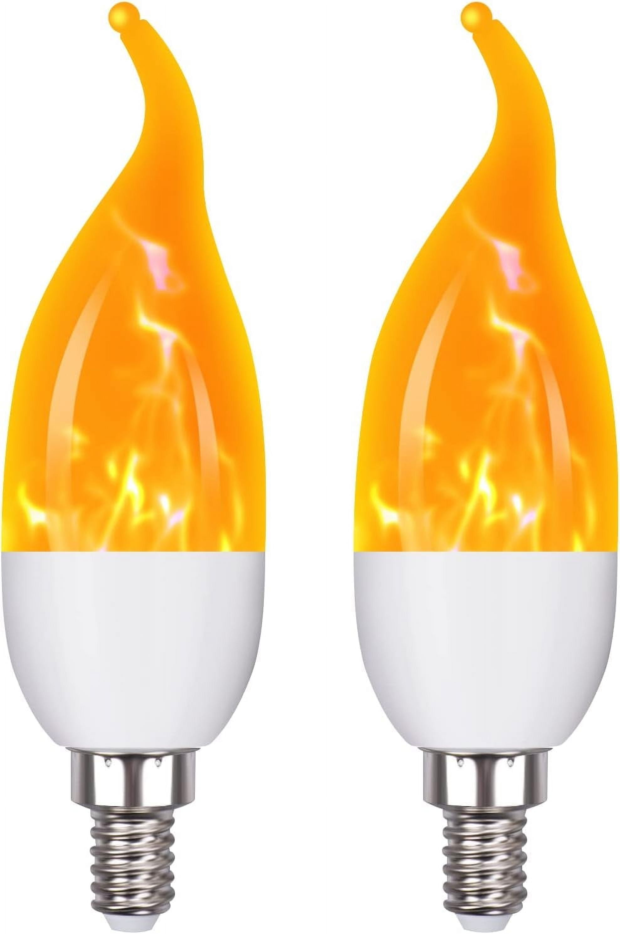 B11 Flame Bulbs 2-Pack - Flickering LED Edison Bulbs, 1800K Orange Glow, E26 Base, 2 Mode (Steady/Flicker) For Halloween & Christmas Decor