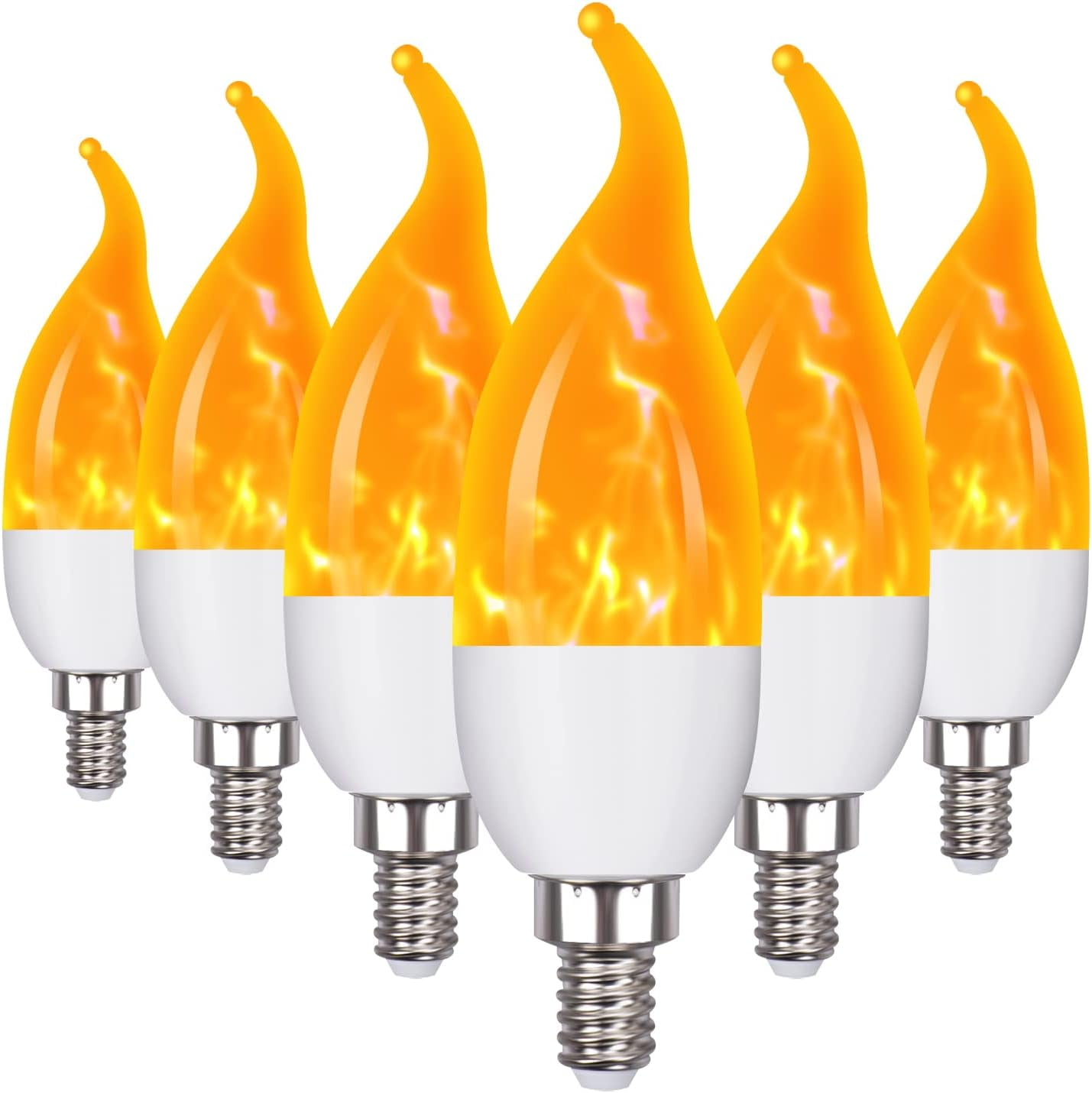 OHLGT E12 Flame Bulbs 6 Packs, 3 Mode LED Candelabra Flame Light Bulb 1